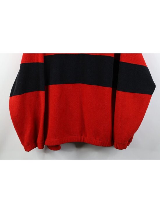 Vintage 90s Mens Large Detroit Red Wings Hockey 1/4 1/2 Zip Fleece Sweater Red - Picture 3 of 14